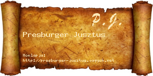 Presburger Jusztus névjegykártya